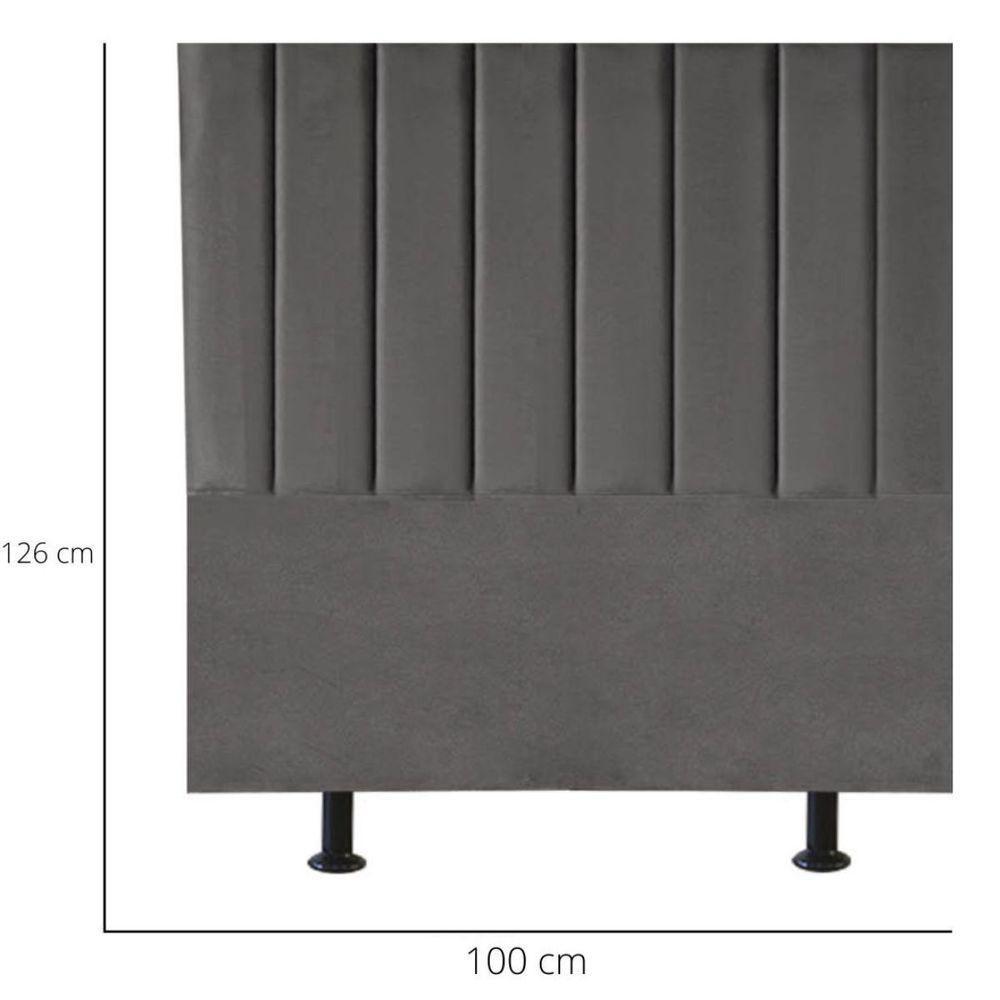 Cabeceira De Cama Solteiro Box 100 Cm Karla Carla Suede Cinza Escuro - 3