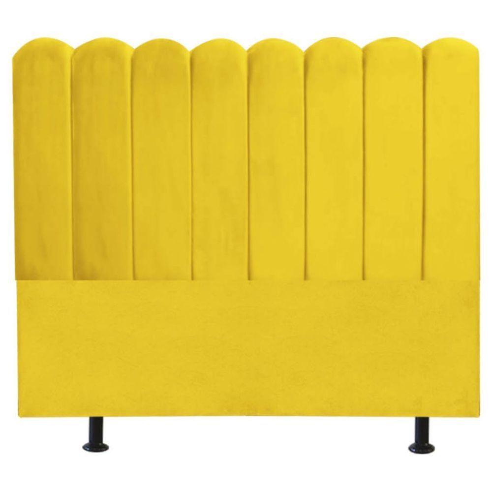 Cabeceira Nuvem Cama Box Queen 160 Cm Alanis Suede Amarelo - 1
