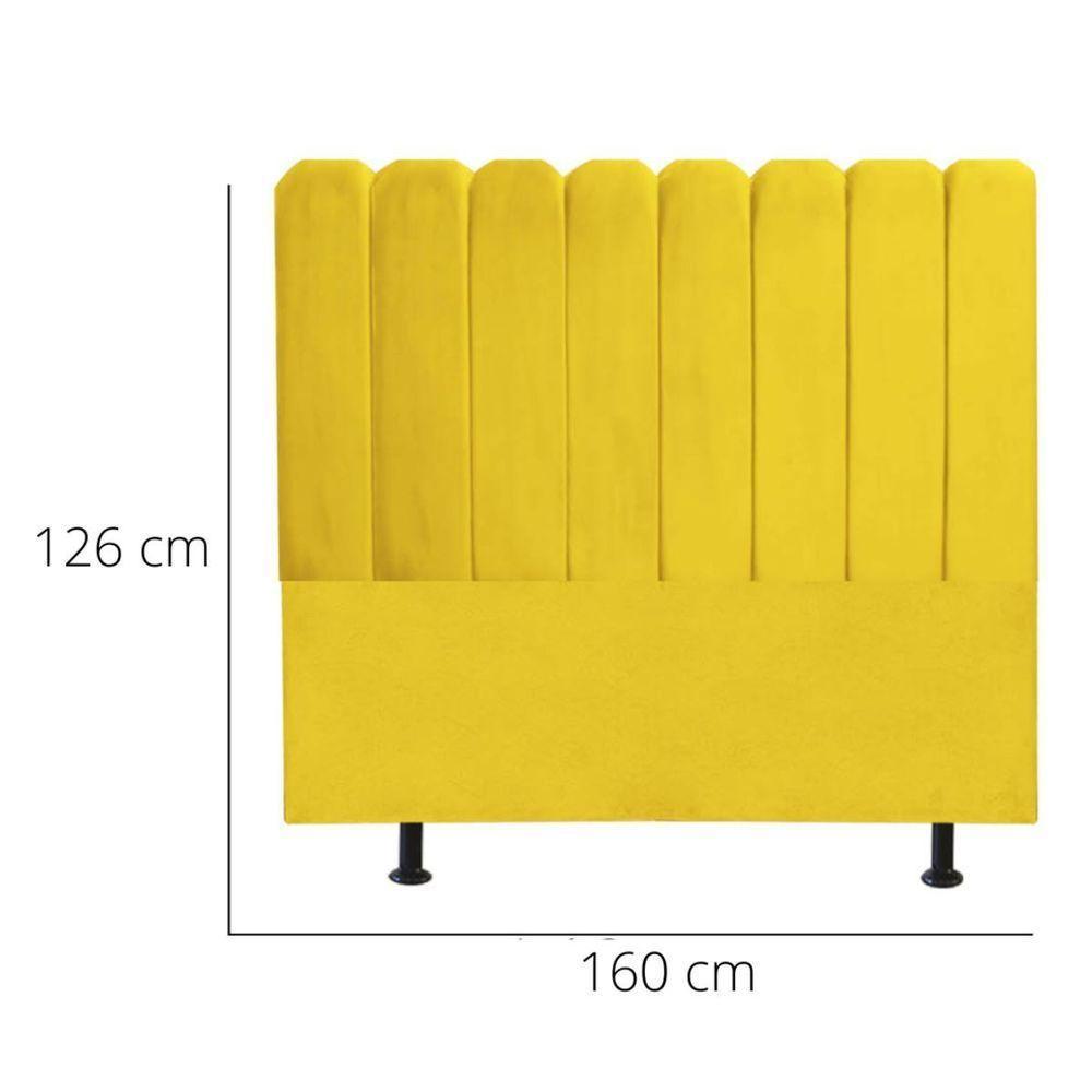 Cabeceira Nuvem Cama Box Queen 160 Cm Alanis Suede Amarelo - 3
