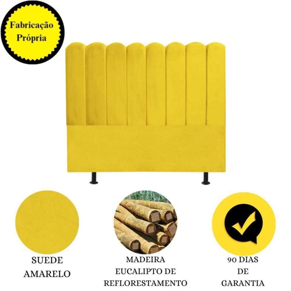 Cabeceira Nuvem Cama Box Queen 160 Cm Alanis Suede Amarelo - 4