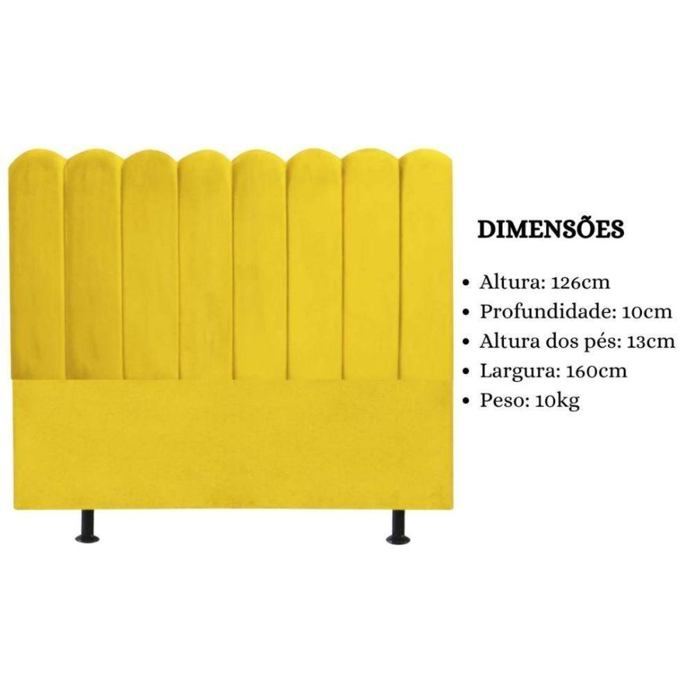 Cabeceira Nuvem Cama Box Queen 160 Cm Alanis Suede Amarelo - 5