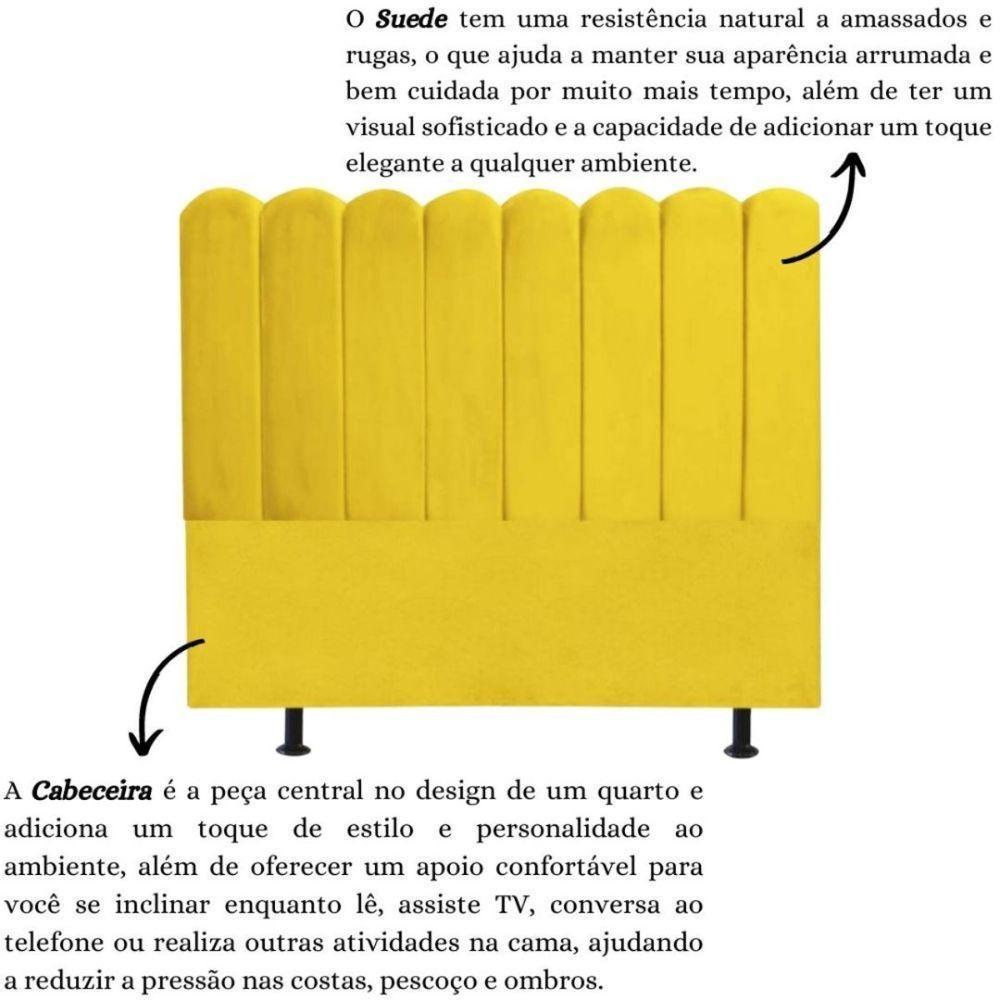Cabeceira Nuvem Cama Box Queen 160 Cm Alanis Suede Amarelo - 6