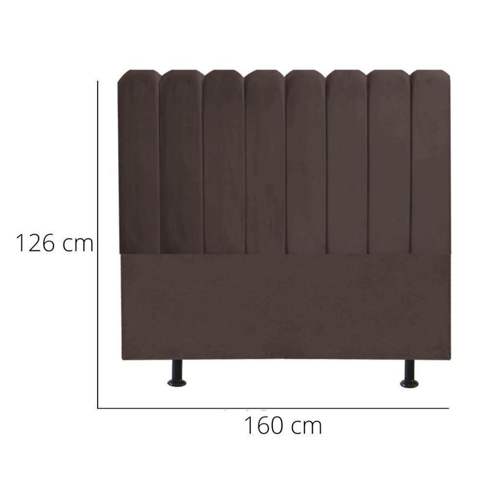 Cabeceira Nuvem Cama Box Queen 160 Cm Alanis Suede Marrom - 3