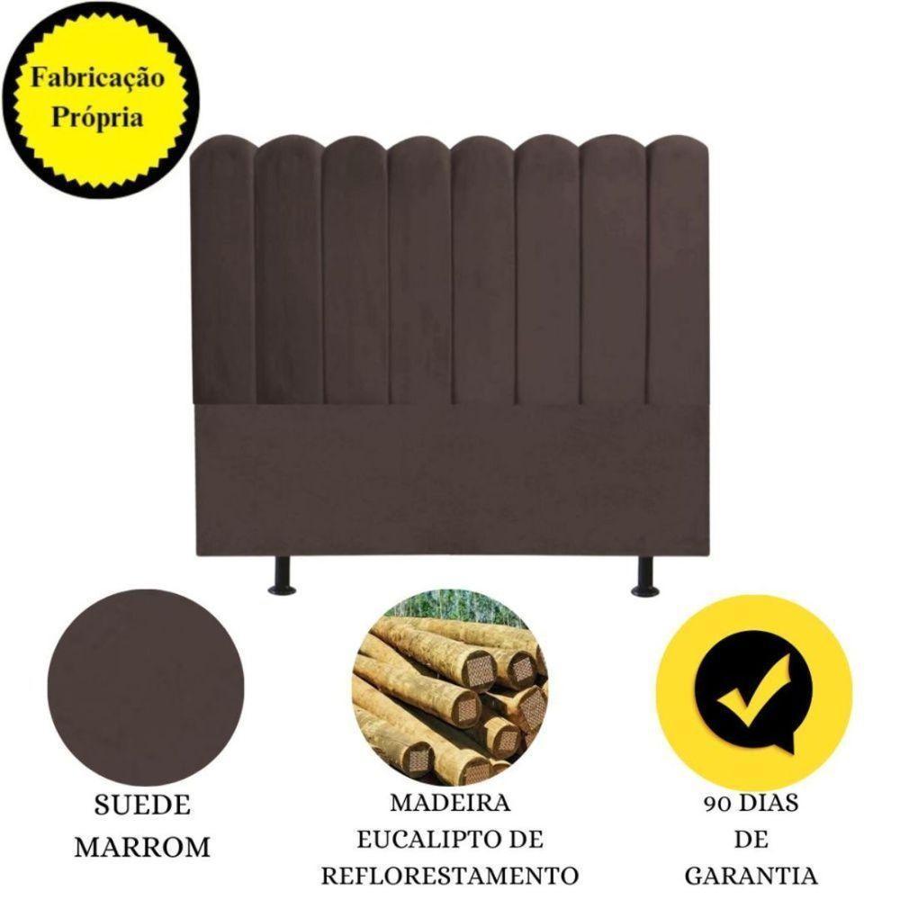 Cabeceira Nuvem Cama Box Queen 160 Cm Alanis Suede Marrom - 4