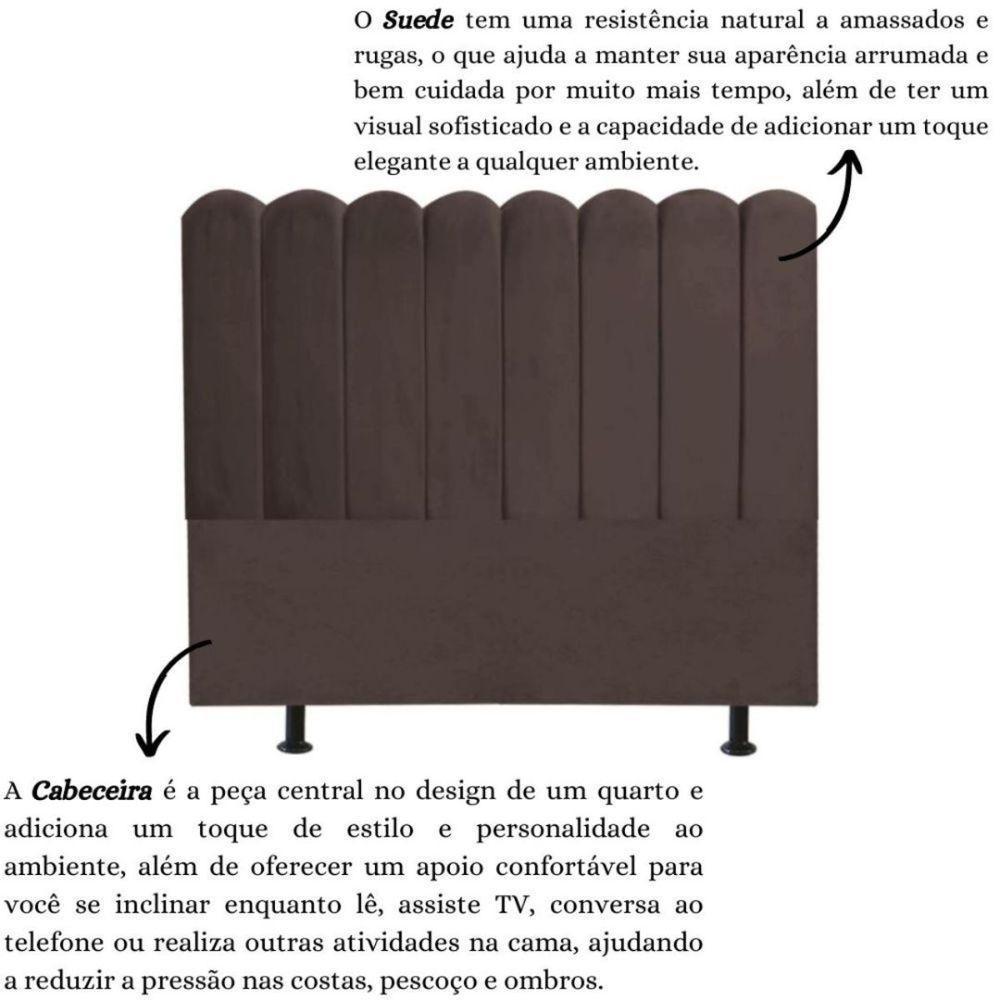 Cabeceira Nuvem Cama Box Queen 160 Cm Alanis Suede Marrom - 6
