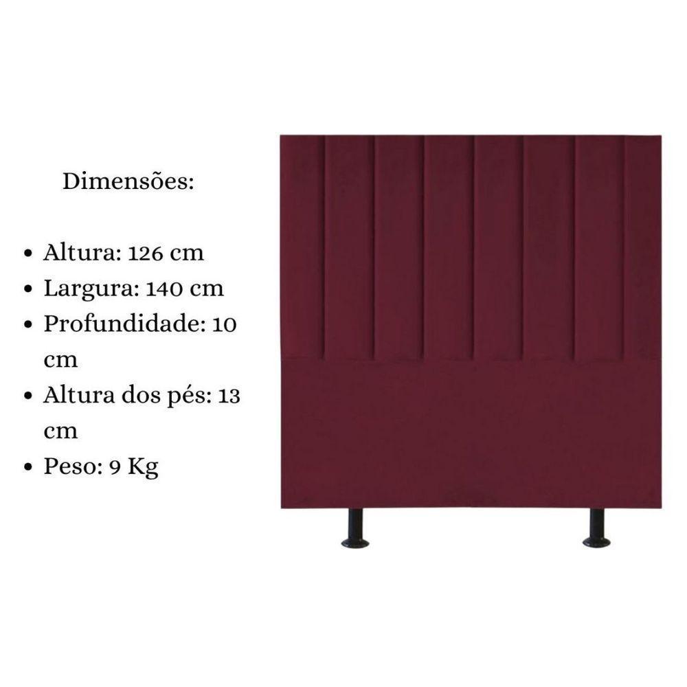 Cabeceira De Cama Casal Box 140 Cm Karla Carla Suede Bordô - 5