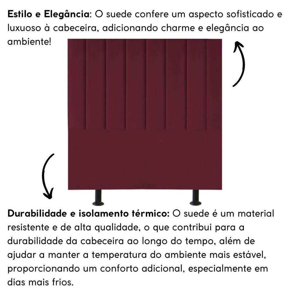 Cabeceira De Cama Casal Box 140 Cm Karla Carla Suede Bordô - 6