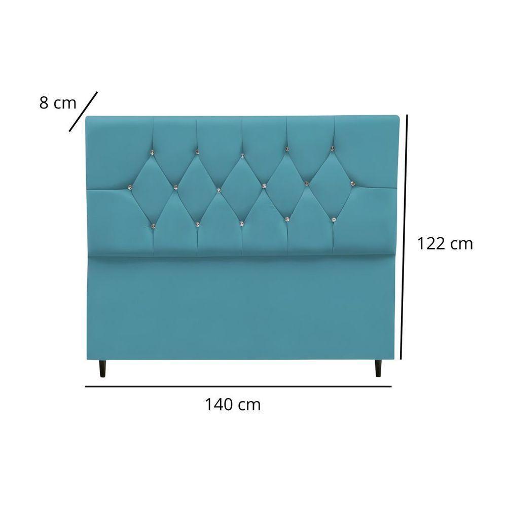 Cabeceira Para Cama Box Estofada Casal 140 Cm Suede Isabela Azul Turquesa - 3