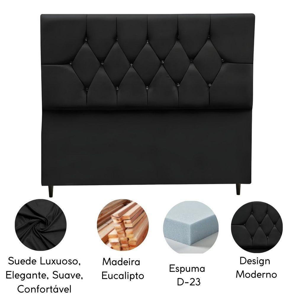 Cabeceira Para Cama Box Estofada Casal 140 Cm Suede Isabela Preto - 4