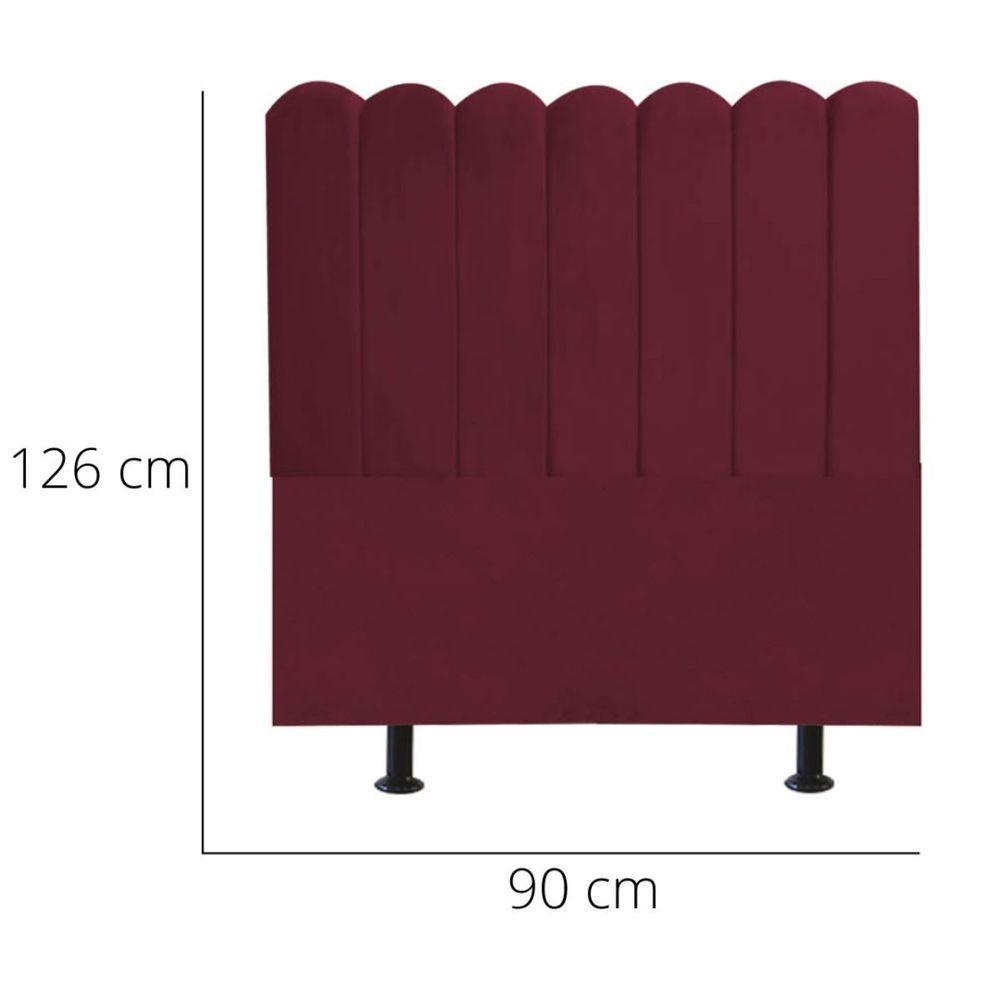 Cabeceira Nuvem Cama Box Solteiro 90 Cm Alanis Suede Bordô - 6