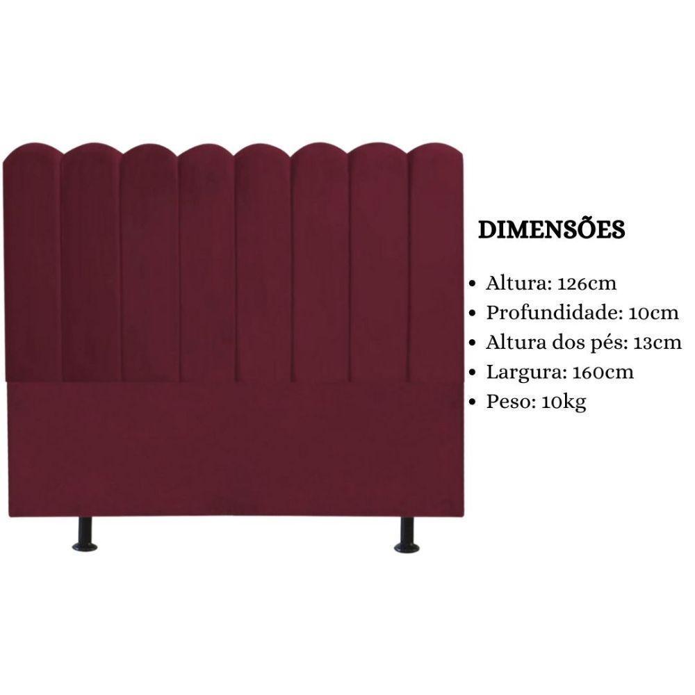 Cabeceira Nuvem Cama Box King 195 Cm Alanis Suede Bordô - 5