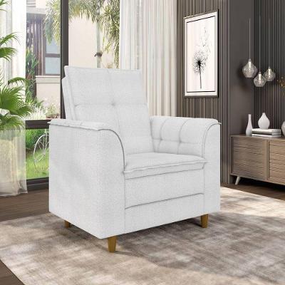 Poltrona Para Sala Confortável Decorativa Londres Bouclê off White