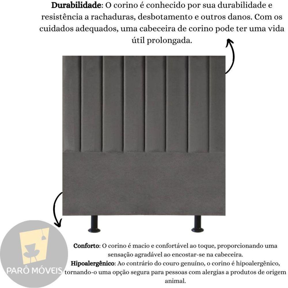 Cabeceira Estofada De Cama Casal Box 140 Cm Carla Corino Cinza - 5