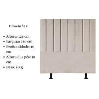 Cabeceira Estofada Cama Box Casal 140 Cm Sophia Carla Suede Bege - 5