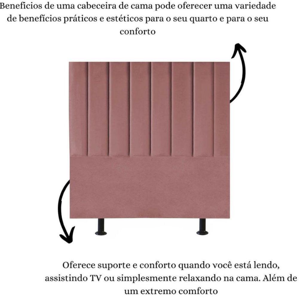 Cabeceira Estofada Cama Box Casal 140 Cm Sophia Carla Suede Rosê - 6