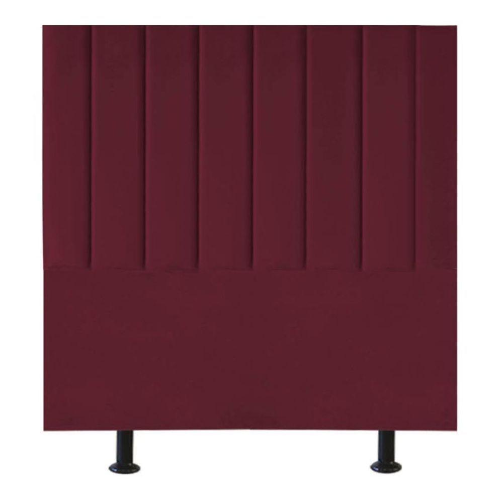 Cabeceira Estofada Cama Box Casal 140 Cm Sophia Carla Suede Bordô - 1