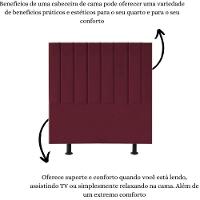 Cabeceira Estofada Cama Box Casal 140 Cm Sophia Carla Suede Bordô - 5