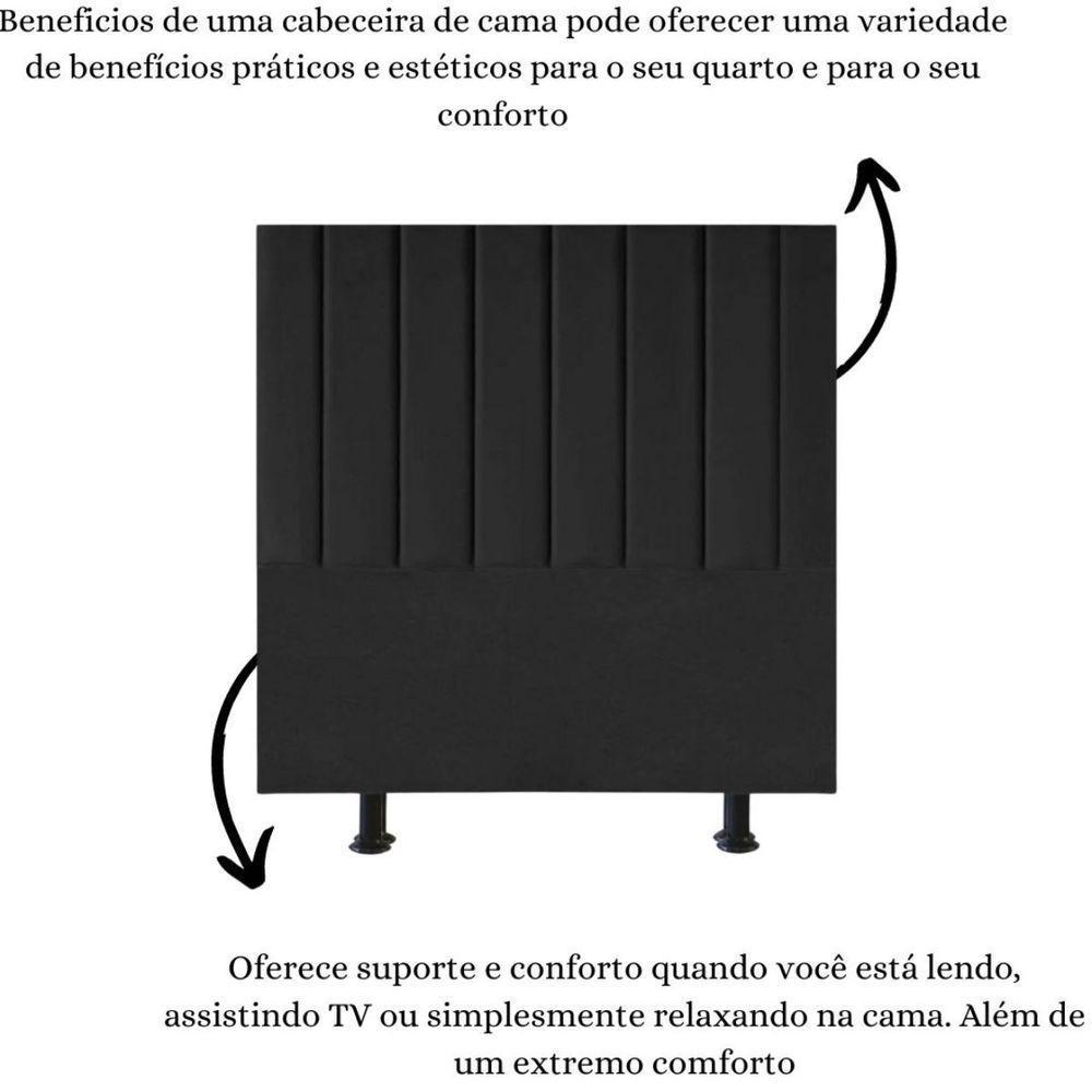 Cabeceira Estofada Cama Box Casal 140 Cm Sophia Carla Suede Preto - 6