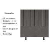 Cabeceira Estofada Cama Box Casal 140 Cm Sophia Carla Suede Cinza Escuro - 5