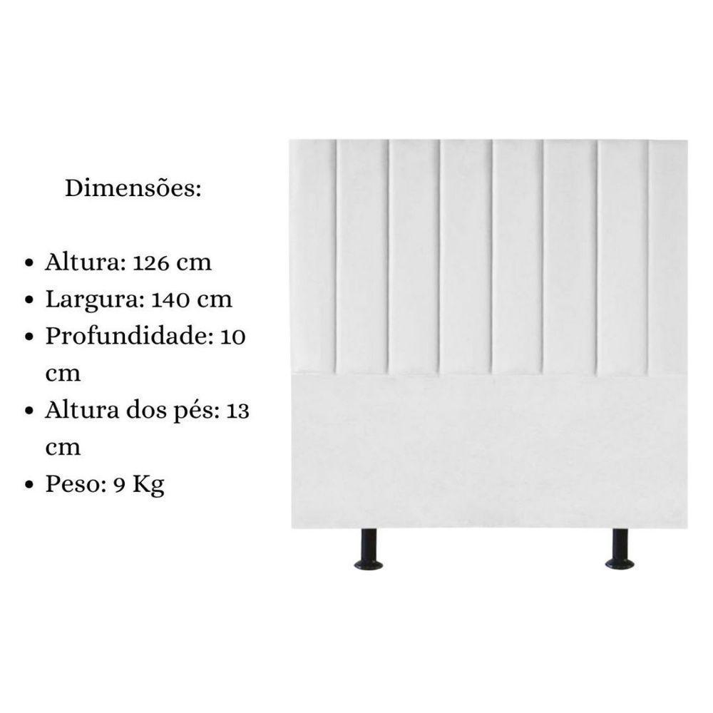 Cabeceira Estofada Cama Box Casal 140 Cm Sophia Carla Suede Branco - 5