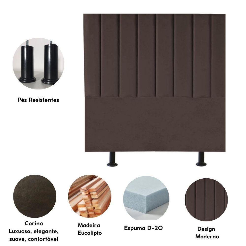 Cabeceira Estofada De Cama Casal Box 140 Cm Laura Corino Marrom - 4