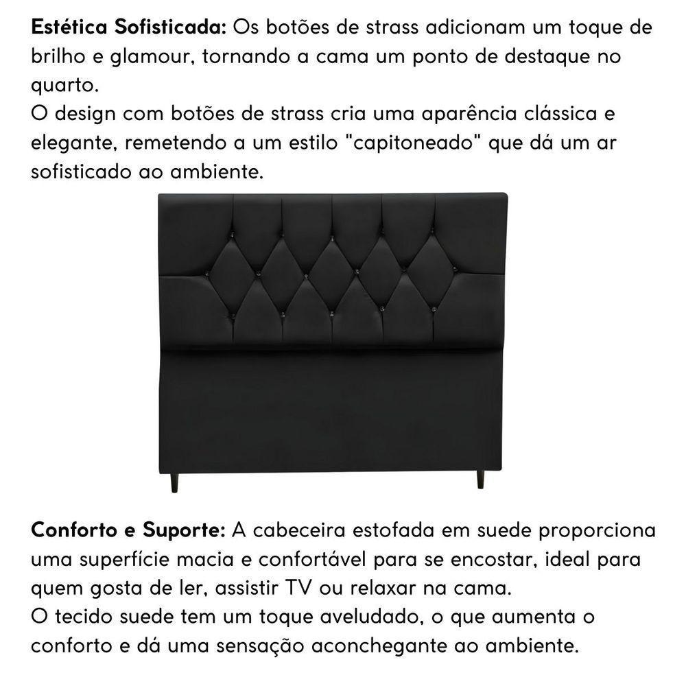 Cabeceira Cama Box Estofada Queen Size 160 Cm Suede Isabela Preto - 5