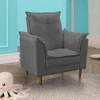 Poltrona Decorativa Sala De Estar Quarto Leitura Azera Suede Cinza - 2