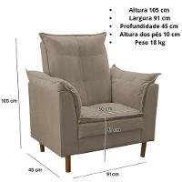 Poltrona De Amamentação Quarto De Bebê Com Puff Melina Suede Bege Escuro - 3