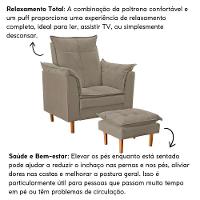 Poltrona De Amamentação Quarto De Bebê Com Puff Melina Suede Bege Escuro - 5