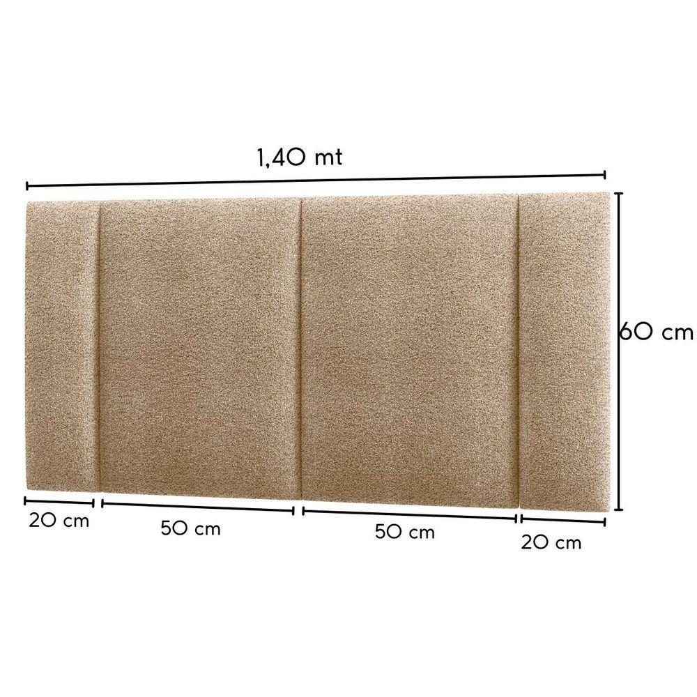 Cabeceira Estofada Iluminação Led Glow Cama Box Casal 140 Cm Bouclé Bege - 3