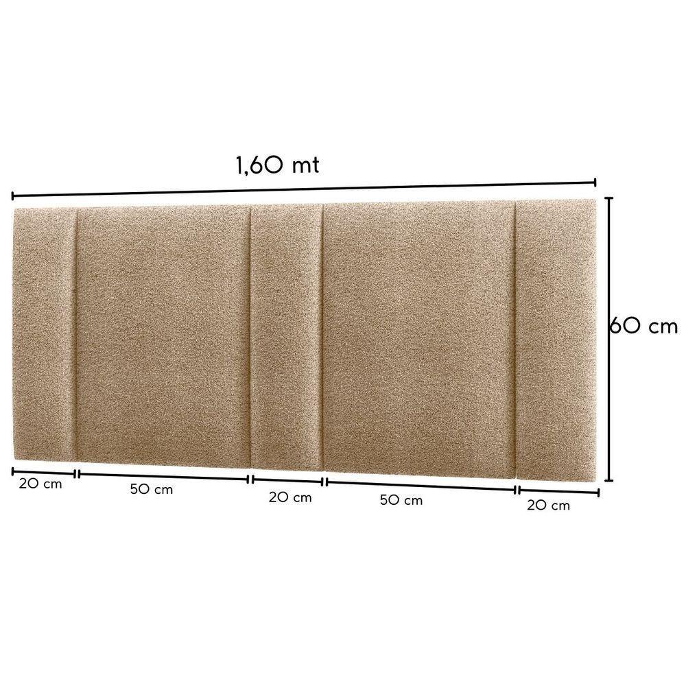 Cabeceira Estofada Cama Casal Queen Size Led Star 160 Cm Bivolt Bouclé Bege - 3