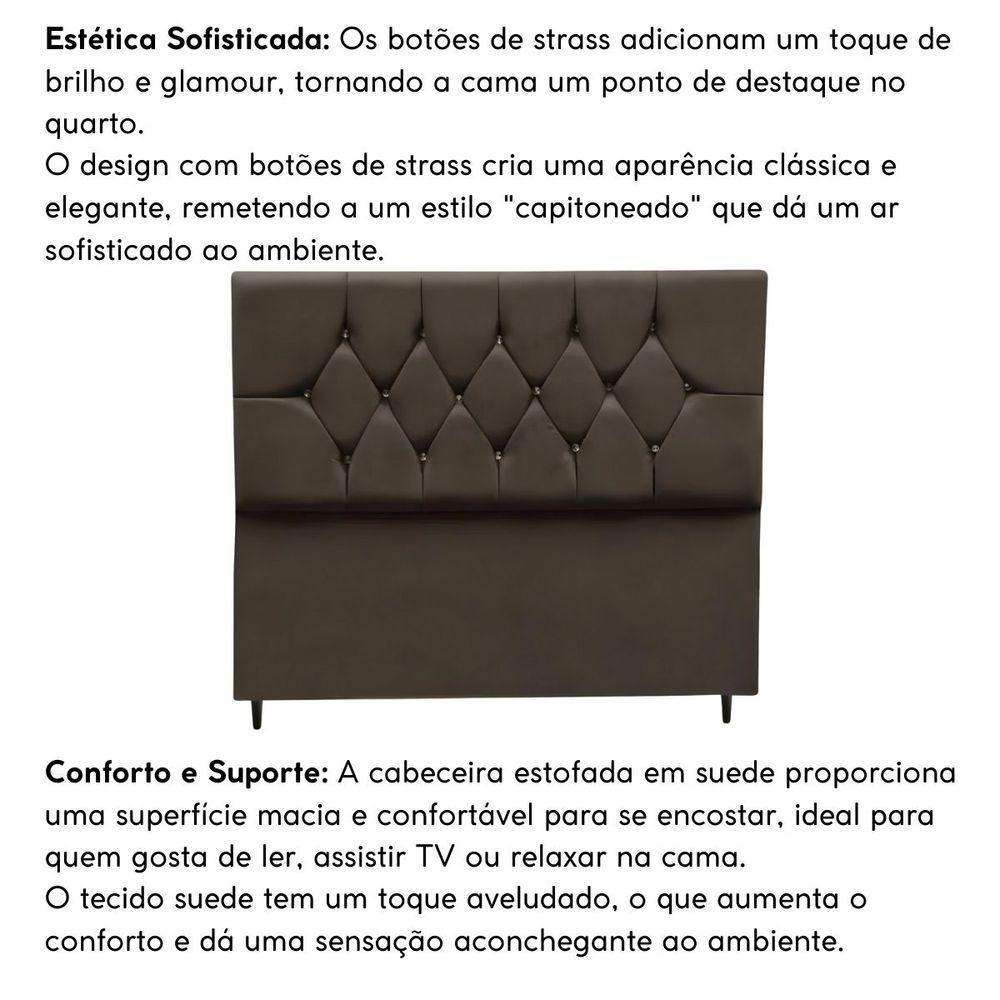 Cabeceira Para Cama Box Estofada Casal 140 Cm Suede Isabela Marrom - 5
