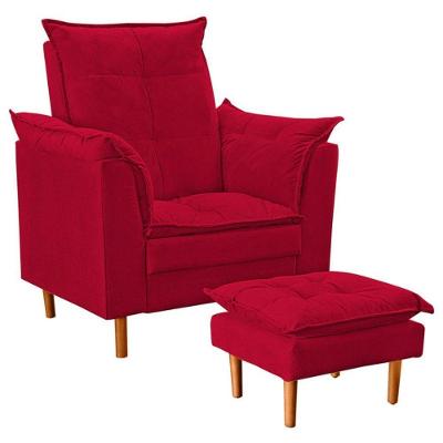 Poltrona Decorativa Sala De Estar Quarto Leitura Azera Suede Vermelho