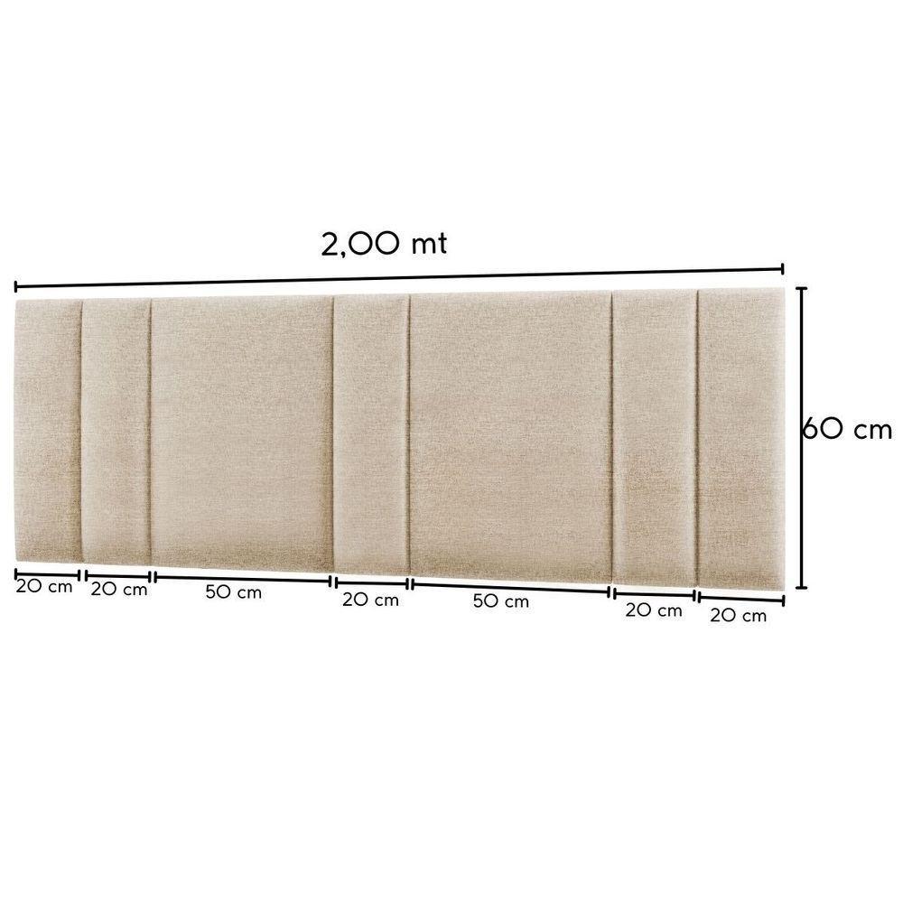 Cabeceira Estofada Iluminação Led Glow Cama King Size 200 Cm Linho Bege - 3