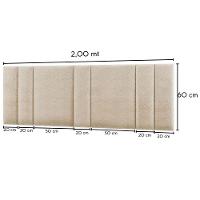 Cabeceira Estofada Iluminação Led Glow Cama King Size 200 Cm Linho Bege - 3