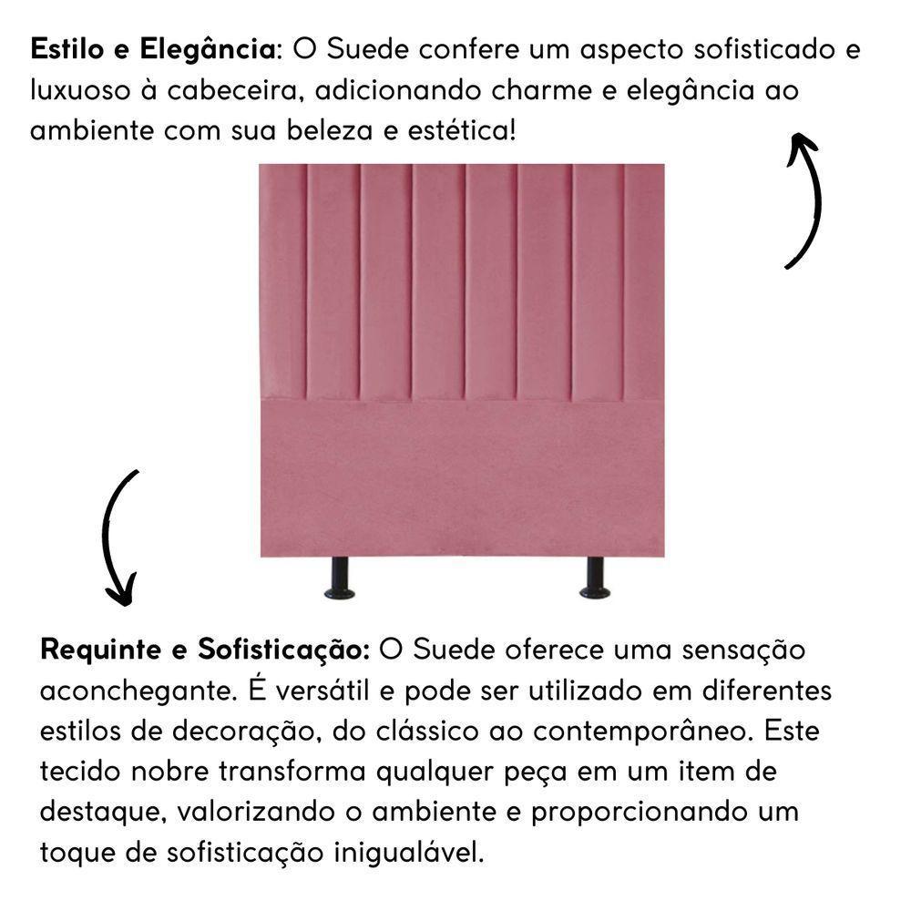 Cabeceira Estofada Cama Casal 140 Cm Lívia Suede E Frame Rosa - 5