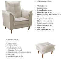 Poltrona De Amamentação Com Puff Quarto De Bebê Anny Suede Bege - 6