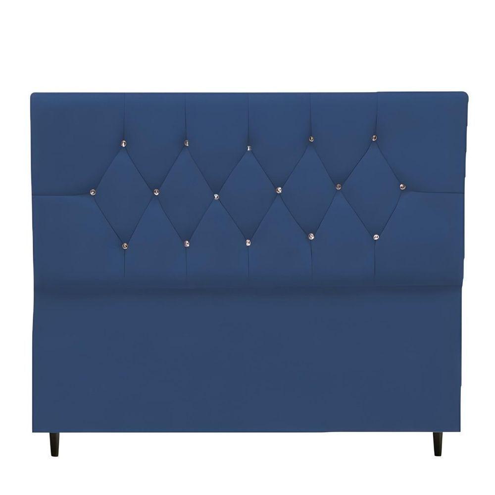 Cabeceira Cama Box Estofada Queen Size 160 Cm Suede Isabela Azul Marinho - 2