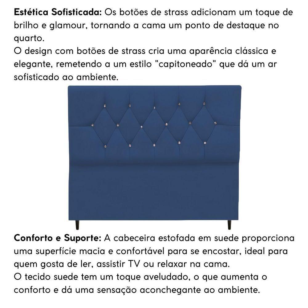 Cabeceira Cama Box Estofada Queen Size 160 Cm Suede Isabela Azul Marinho - 5
