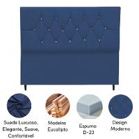 Cabeceira Cama Box Estofada Queen Size 160 Cm Suede Isabela Azul Marinho