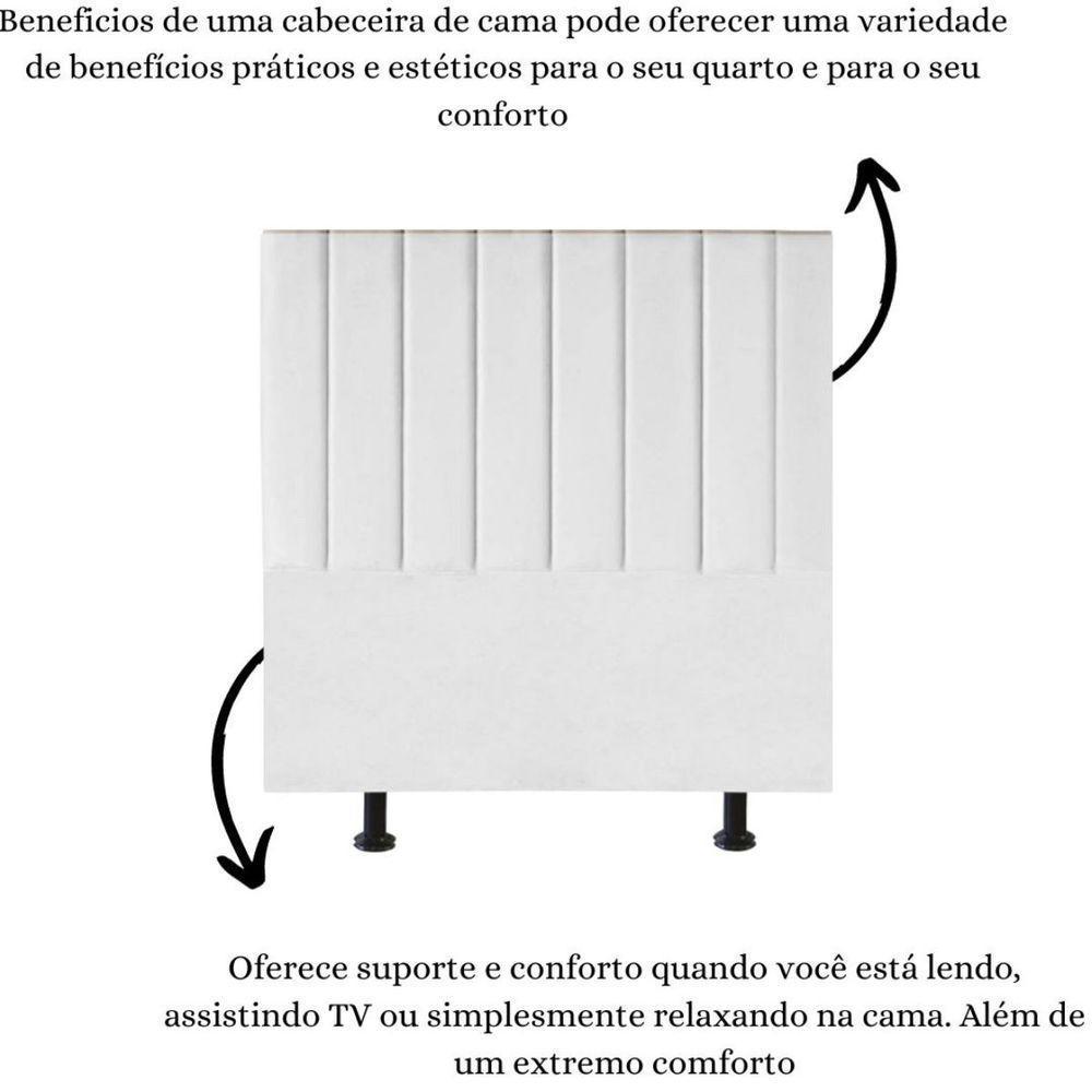 Cabeceira Estofada Cama Solteiro 90 Cm Sophia Carla Suede Branco - 5