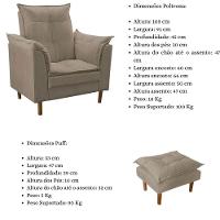 Poltrona De Amamentação Com Puff Quarto Bebê Encanto Suede Bege Escuro - 3