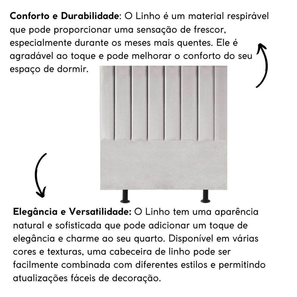 Cabeceira Estofada Cama Casal Box140 Cm Luna Linho E Frame Cinza Claro - 5