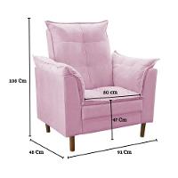 Poltrona Decorativa Sala De Estar Quarto Leitura Azera Suede Rosê - 3