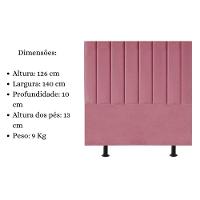 Cabeceira Estofada Cama Box Casal 140 Cm Sophia Carla Suede Rosa - 5