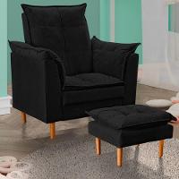 Poltrona Decorativa Sala De Estar Quarto Leitura Azera Suede Preto - 2