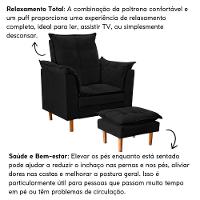Poltrona Decorativa Sala De Estar Quarto Leitura Azera Suede Preto - 5