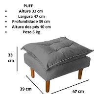 Poltrona De Amamentação Com Puff Quarto De Bebê Anny Suede Cinza - 7