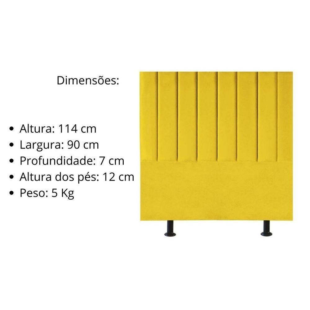 Cabeceira Estofada Cama Solteiro 90 Cm Sophia Carla Suede Amarelo - 6