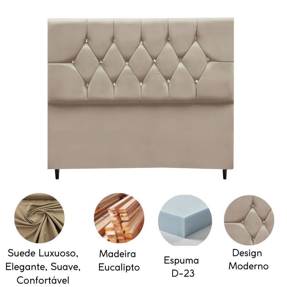 Cabeceira Cama Box Estofada Queen Size 160 Cm Suede Isabela Bege - 4